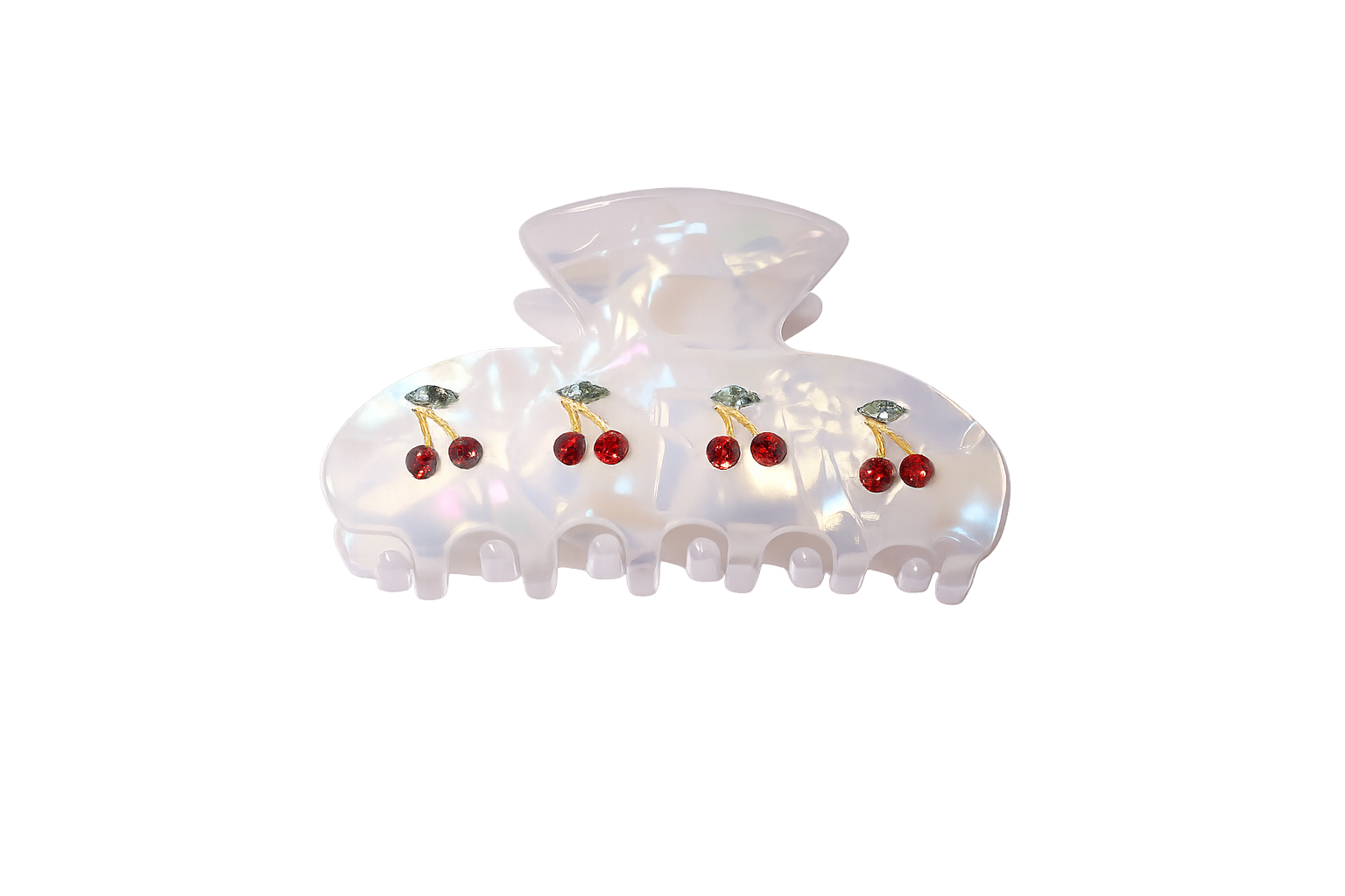 WHITE GLOSSY CHERRY CLIP
