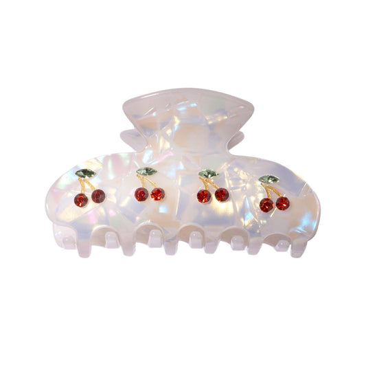 WHITE GLOSSY CHERRY CLIP